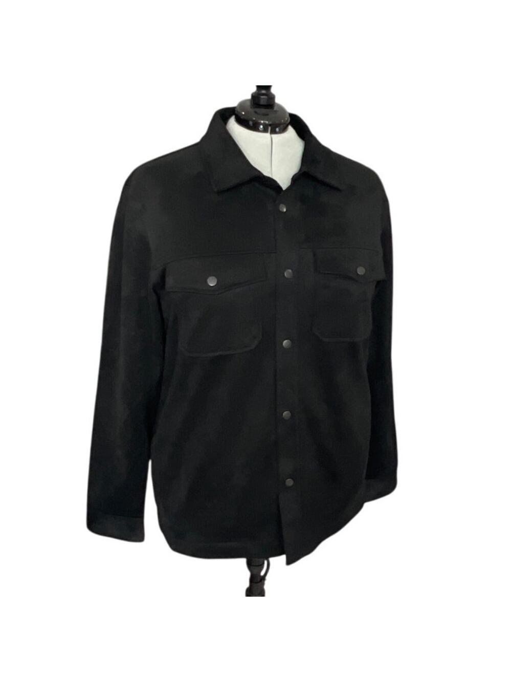 Frye Faux Suede Black Snap Jacket/Shacket Size XL Western Versatile Western goth